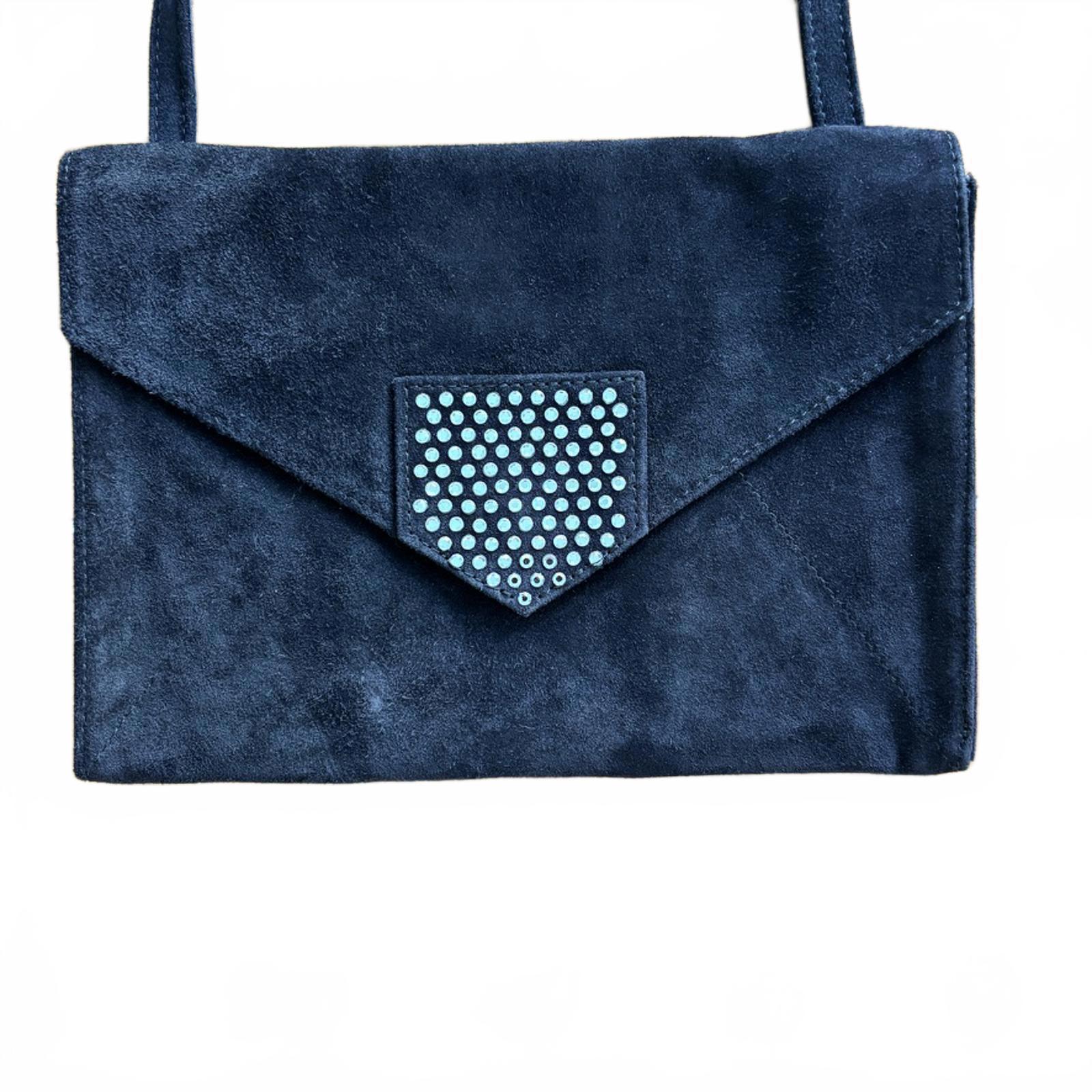 Sonia Rykiel Paris Black Suede Envelope Shoulder Bag France Vintage Designer Lux